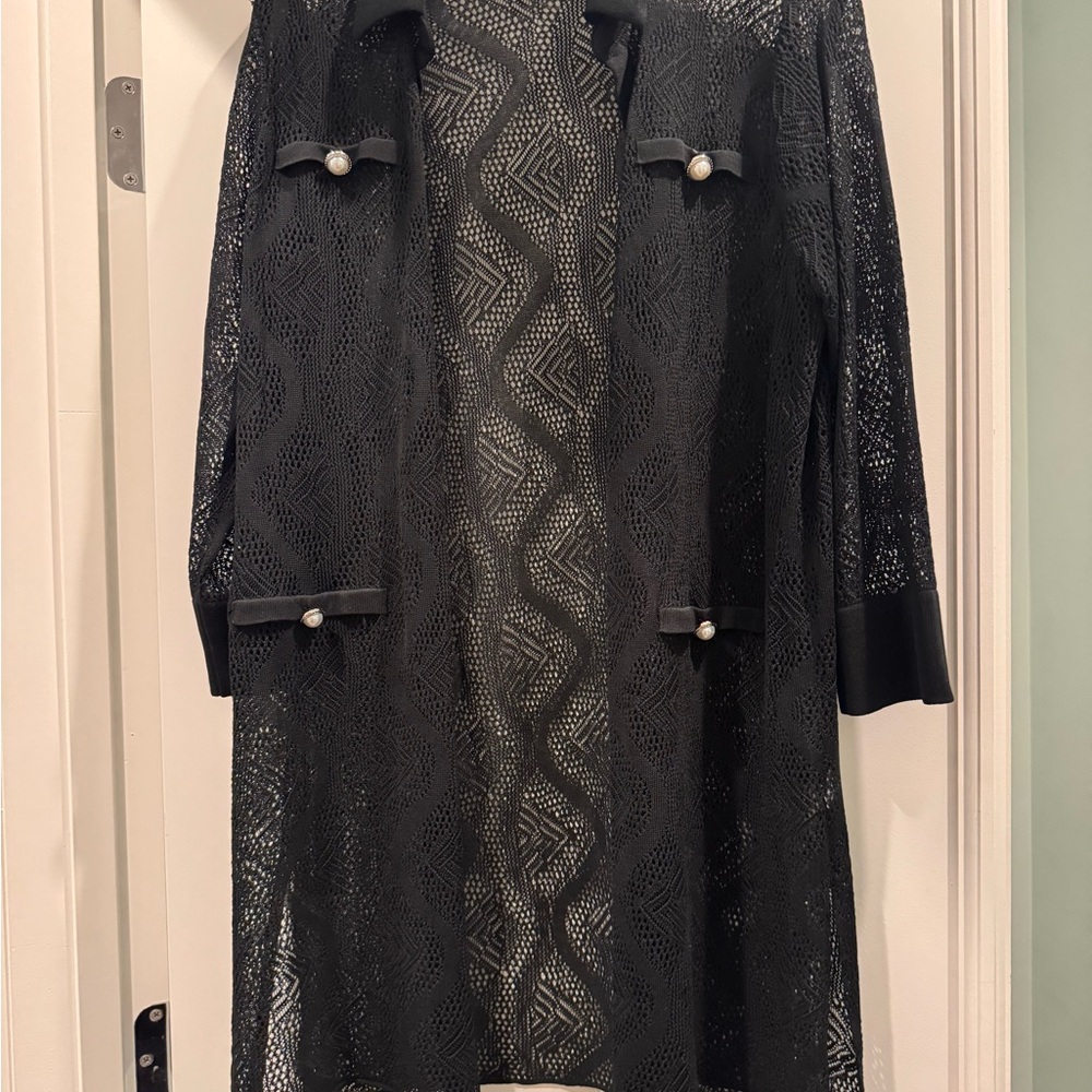 Ming Wang Black and White Lace Cardigan